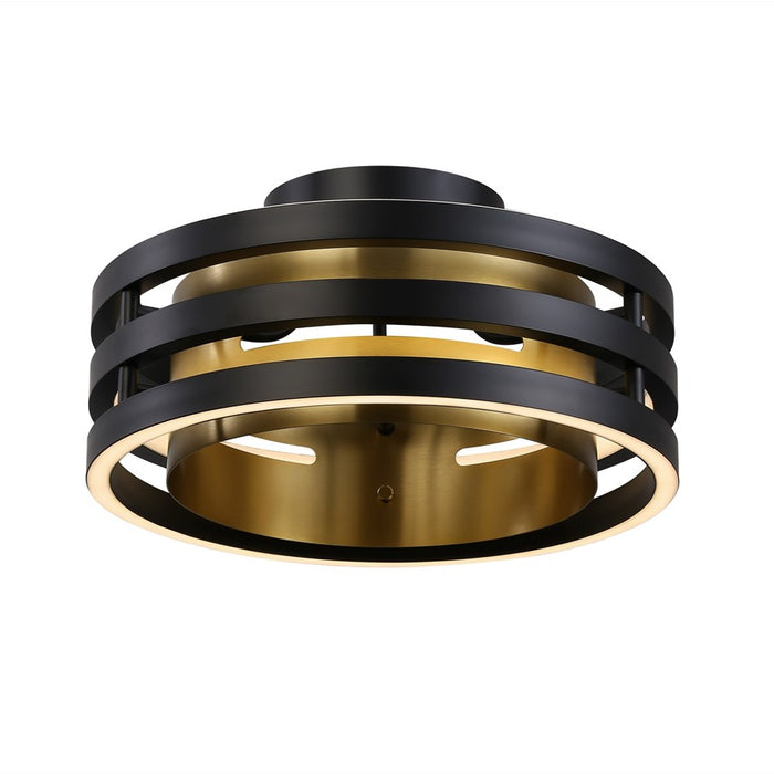 Artcraft Toledo 1 Light Semi-Flush Mount, Black/Black, Brushed Brass