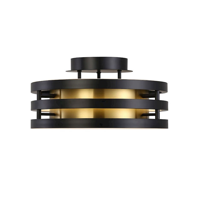 Artcraft Toledo 1 Light Semi-Flush Mount, Black/Black, Brushed Brass