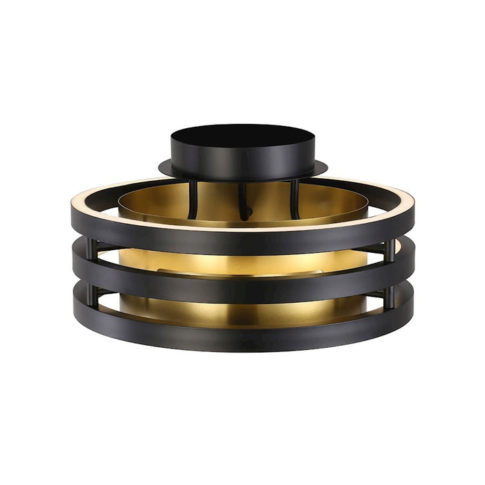 Artcraft Toledo 1 Light Semi-Flush Mount, Black/Black, Brushed Brass