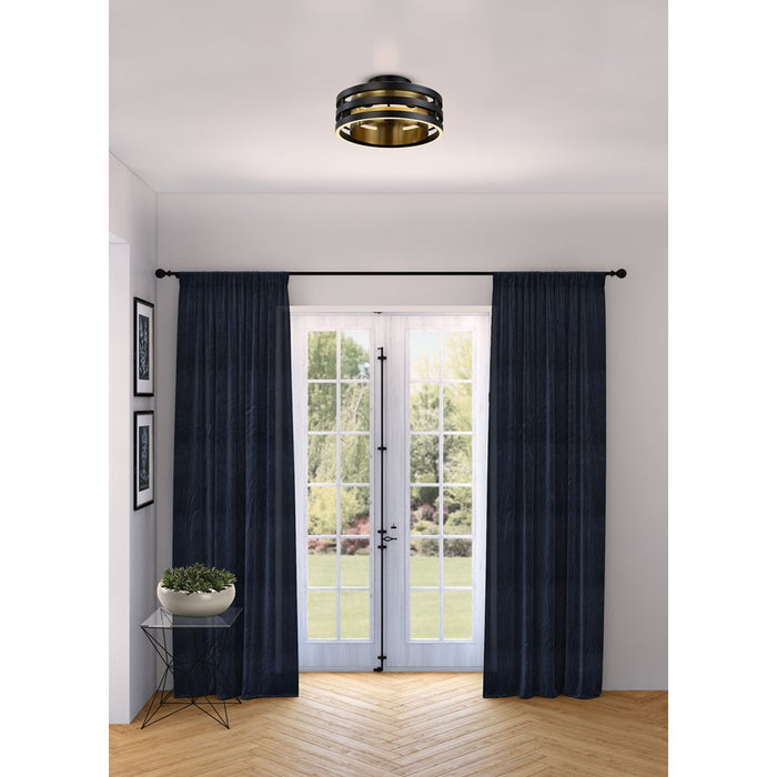 Artcraft Toledo 1 Light Semi-Flush Mount, Black/Black, Brushed Brass
