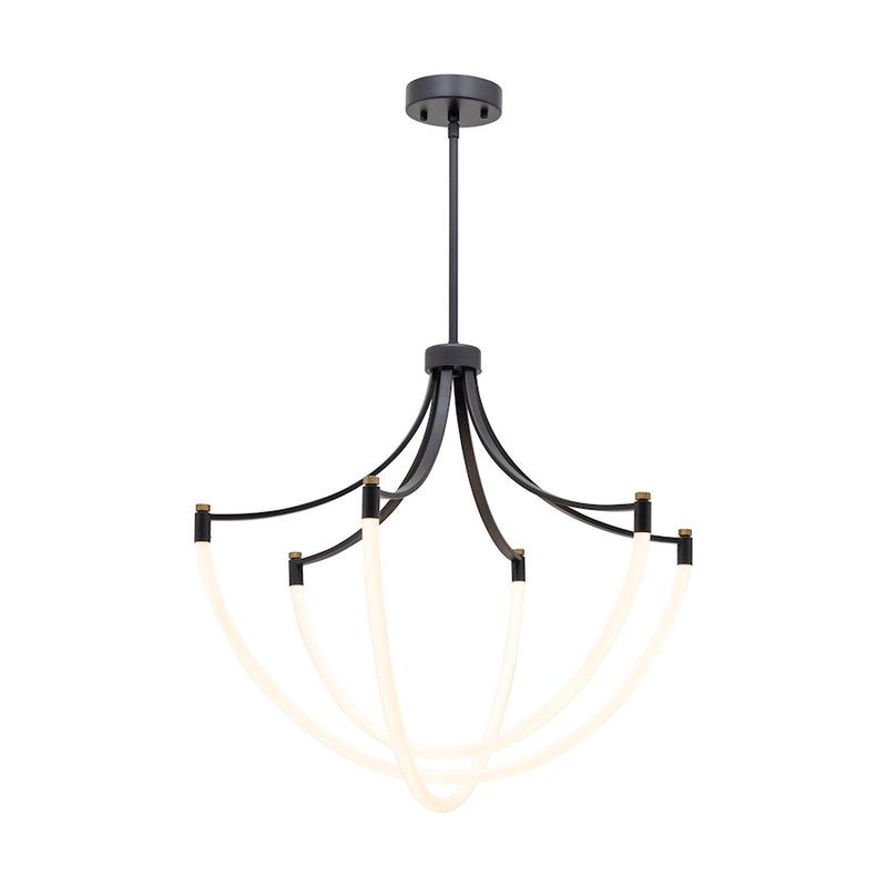 Artcraft Cascata 3 Light Chandelier, Black/Brass/White