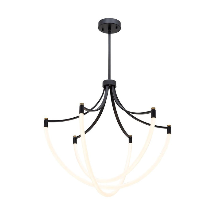 Artcraft Cascata 3 Light Chandelier, Black/Brass/White