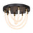 Artcraft Cascata 1 Light Semi-Flush Mount, Black/Brass/White