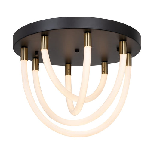 Artcraft Cascata 1 Light Semi-Flush Mount, Black/Brass/White