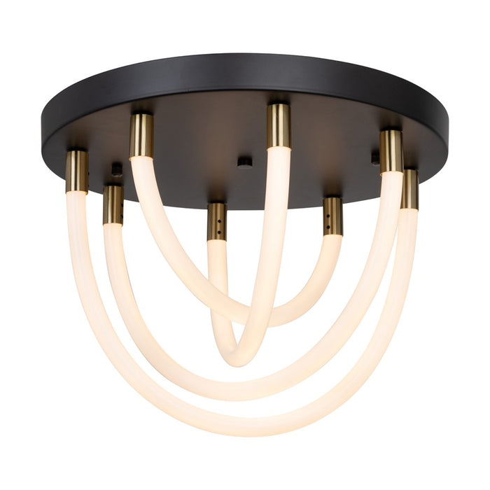 Artcraft Cascata 1 Light Semi-Flush Mount, Black/Brass/White