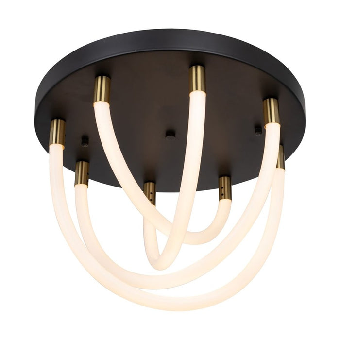 Artcraft Cascata 1 Light Semi-Flush Mount, Black/Brass/White