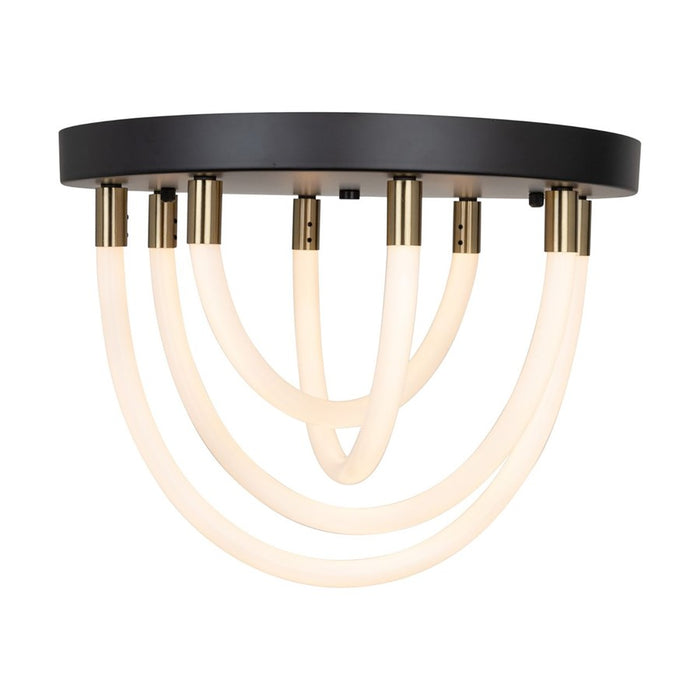 Artcraft Cascata 1 Light Semi-Flush Mount, Black/Brass/White