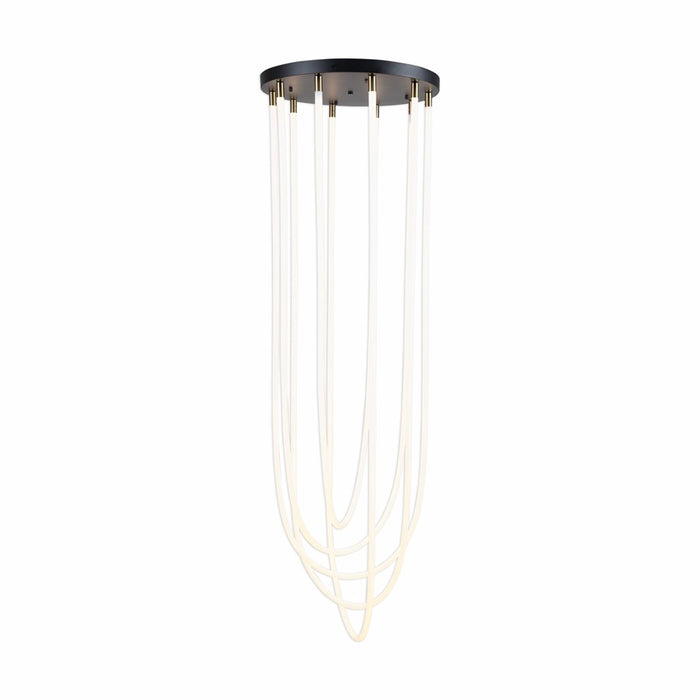 Artcraft Cascata 5 Light Chandelier, Black/Brass/White