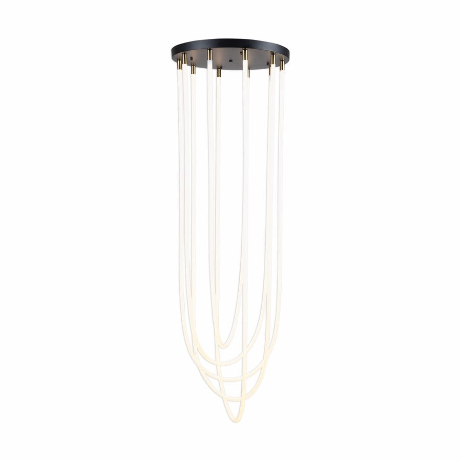 Artcraft Cascata 5 Light Chandelier, Black/Brass/White