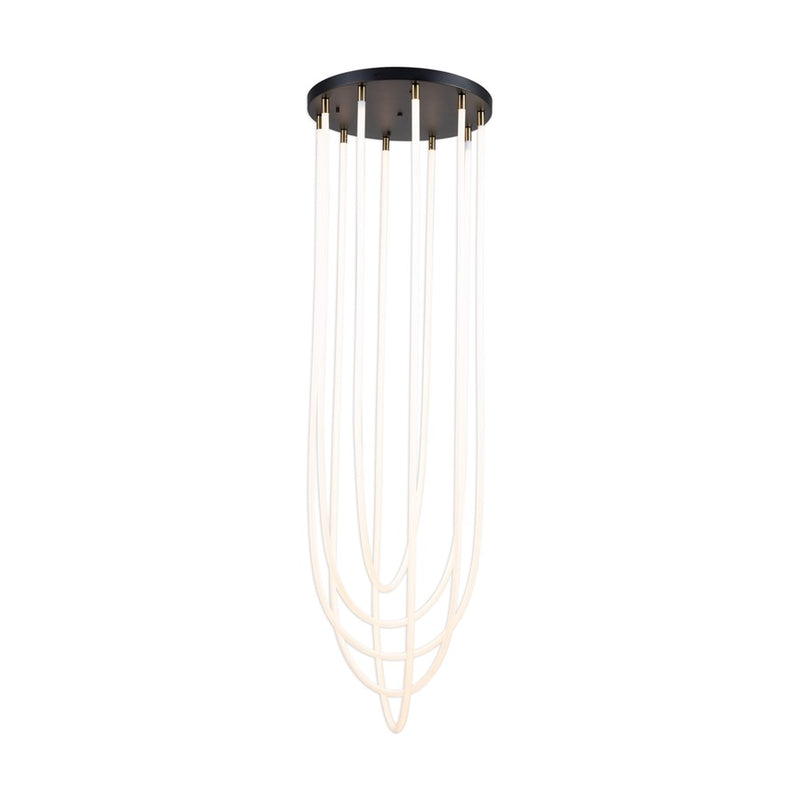 Artcraft Cascata 5 Light Chandelier, Black/Brass/White