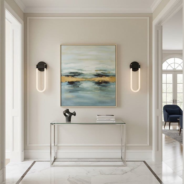 Artcraft Cascata 1 Light Wall Sconce, Black/Brass/White