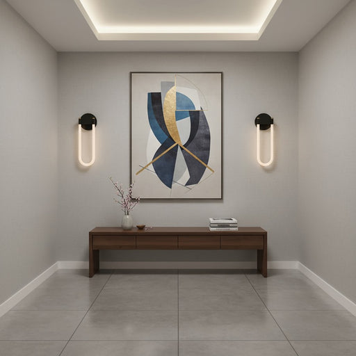 Artcraft Cascata 1 Light Wall Sconce, Black/Brass/White