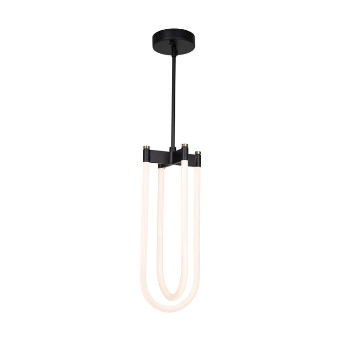 Artcraft Cascata 2 Light Pendant, Black/Brass/White