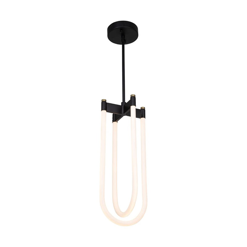 Artcraft Cascata 2 Light Pendant, Black/Brass/White