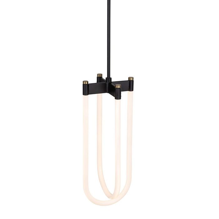 Artcraft Cascata 2 Light Pendant, Black/Brass/White