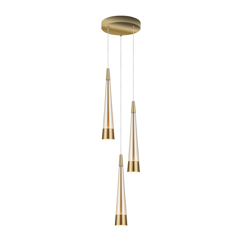 Artcraft Sunnyvale 3 Light Pendant, Brass/Clear