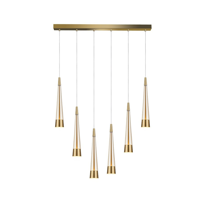 Artcraft Sunnyvale 6 Light Island Light, Brass/Clear