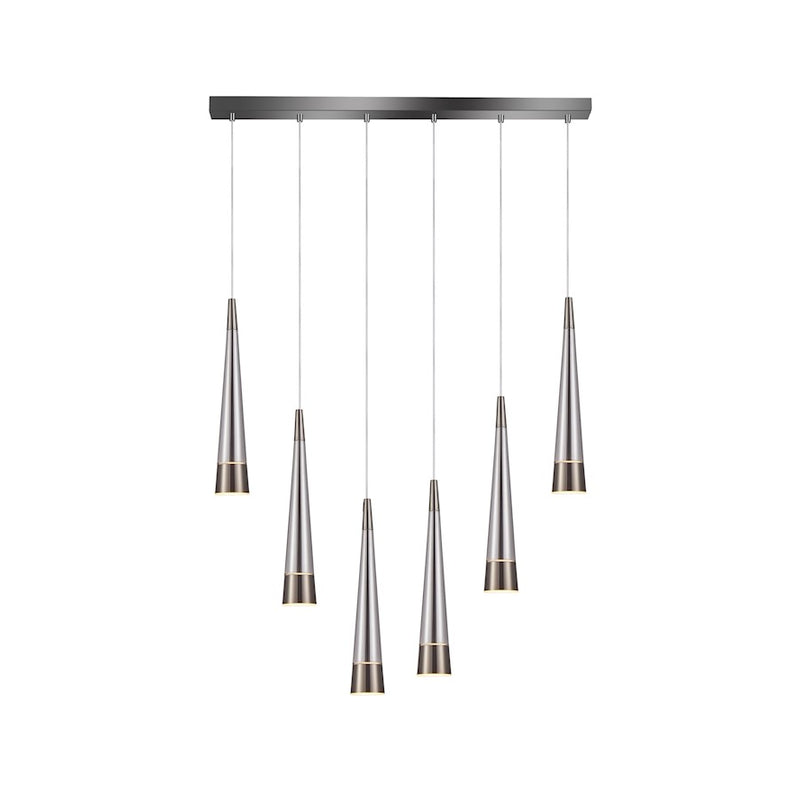 Artcraft Sunnyvale 6 Light Island Light, Pearl Black/Smoke/Clear