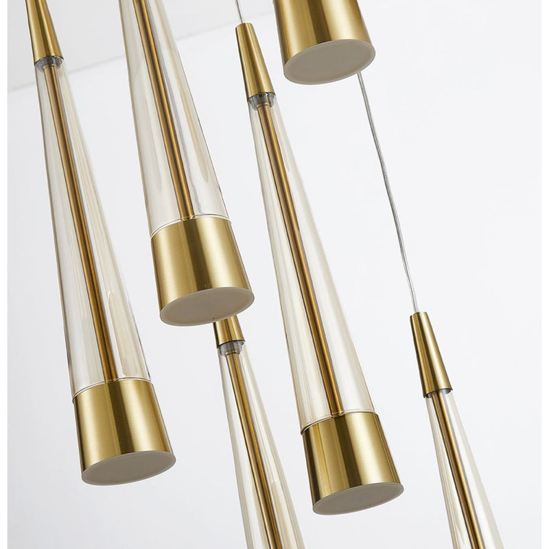 Artcraft Sunnyvale 9 Light Pendant, Brass/Clear
