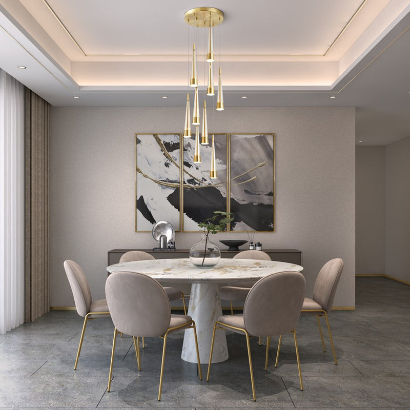 Artcraft Sunnyvale 9 Light Pendant, Brass/Clear