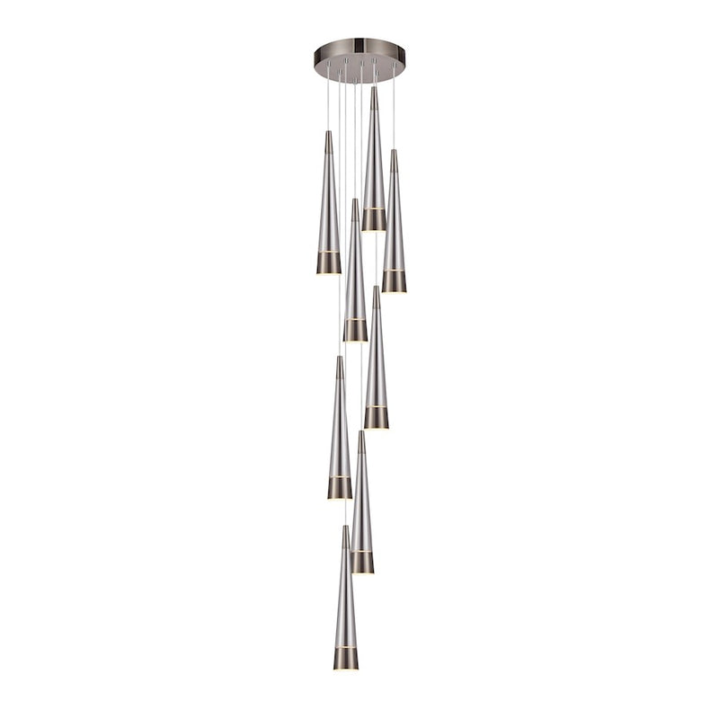 Artcraft Sunnyvale 9 Light Pendant, Pearl Black/Smoke/Clear