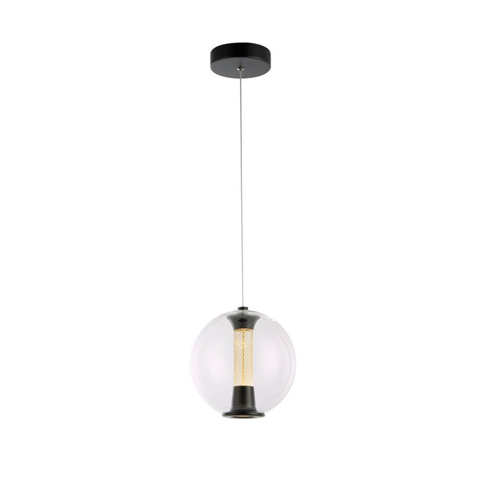Artcraft Arlo 1 Light Pendant, Black/Clear