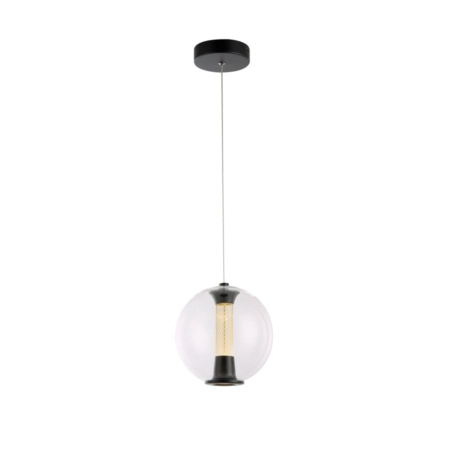 Artcraft Arlo 1 Light Pendant, Black/Clear
