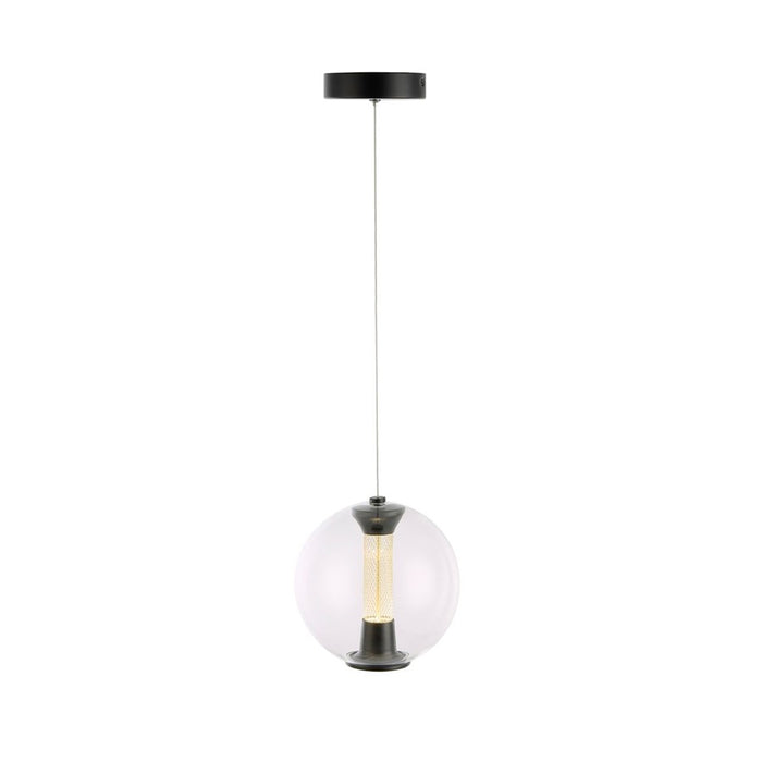 Artcraft Arlo 1 Light Pendant, Black/Clear