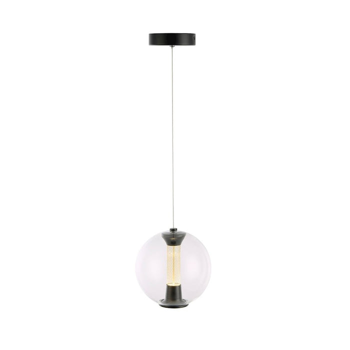 Artcraft Arlo 1 Light Pendant, Black/Clear