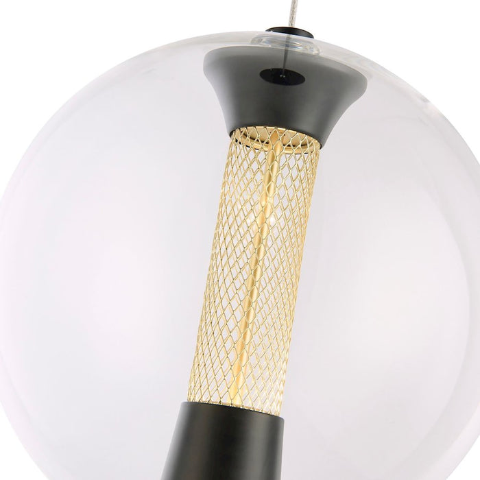 Artcraft Arlo 1 Light Pendant, Black/Clear