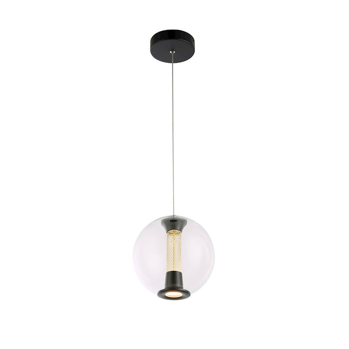 Artcraft Arlo 1 Light Pendant, Black/Clear