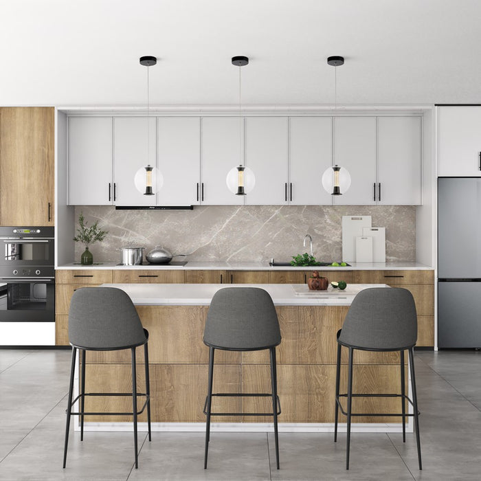 Artcraft Arlo 1 Light Pendant, Black/Clear