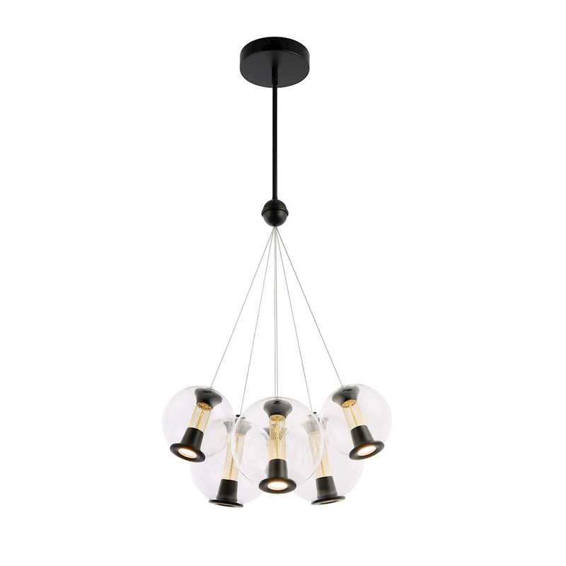 Artcraft Arlo 6 Light Chandelier, Black/Clear