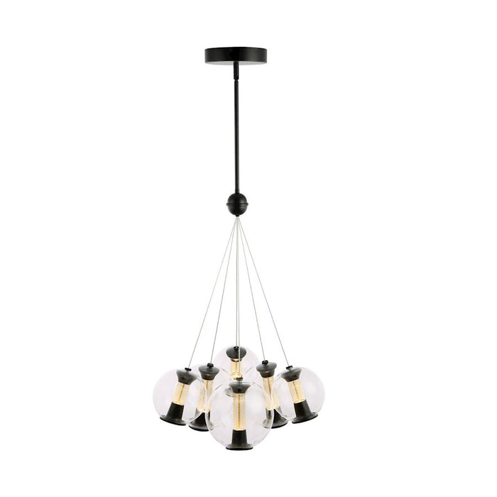 Artcraft Arlo 6 Light Chandelier, Black/Clear