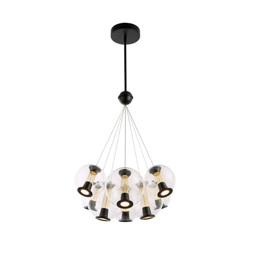 Artcraft Arlo 8 Light Chandelier, Black/Clear