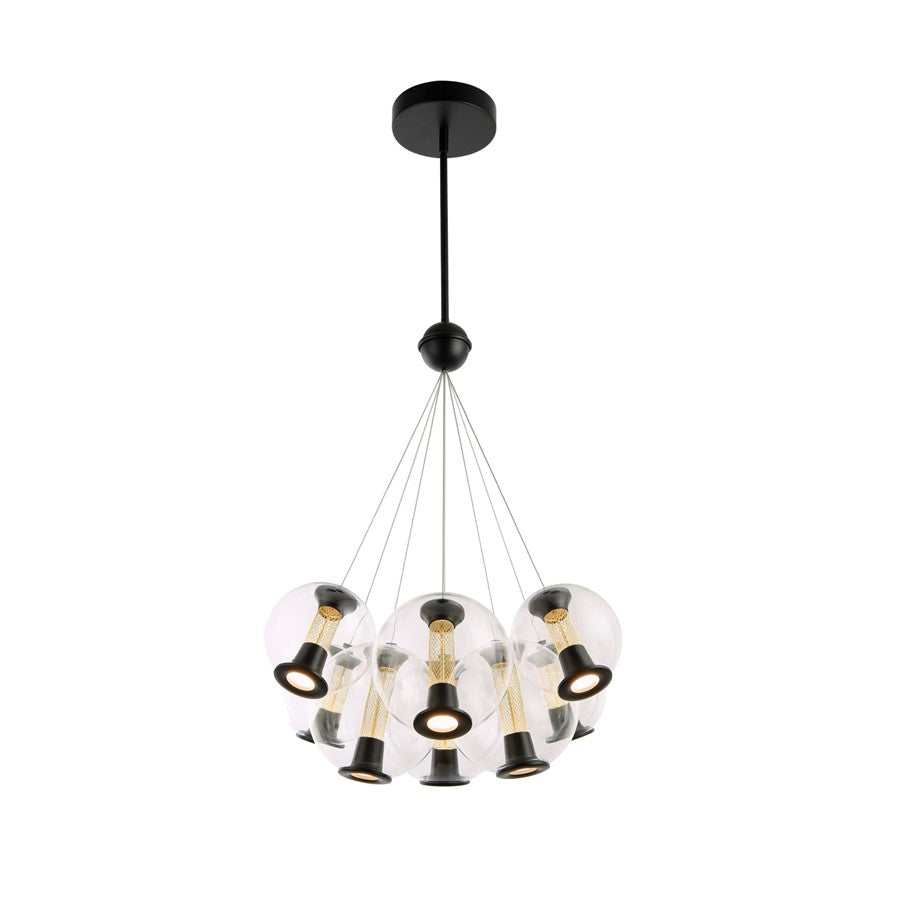 Artcraft Arlo 8 Light Chandelier, Black/Clear