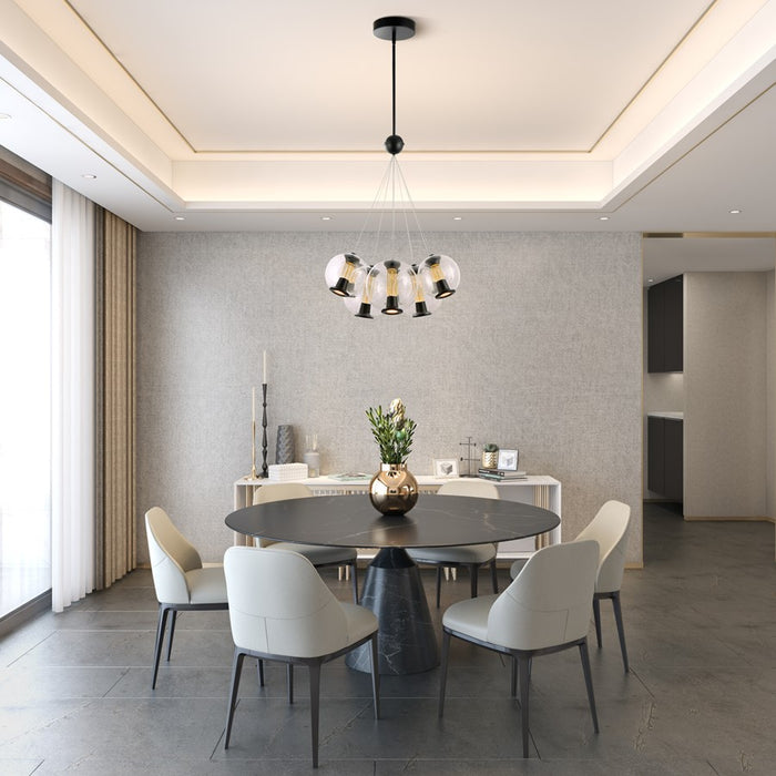 Artcraft Arlo 8 Light Chandelier, Black/Clear