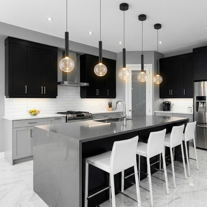 Artcraft Terra 1Lt LED Pendant, Black/Clear