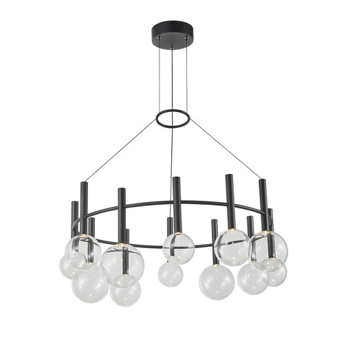 Artcraft Terra 12Lt LED Chandelier, Black/Clear