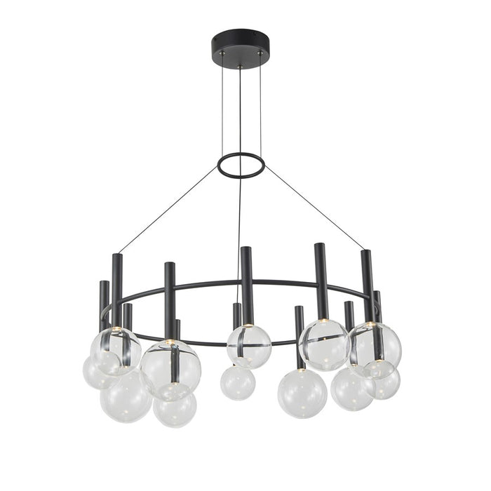 Artcraft Terra 12Lt LED Chandelier, Black/Clear