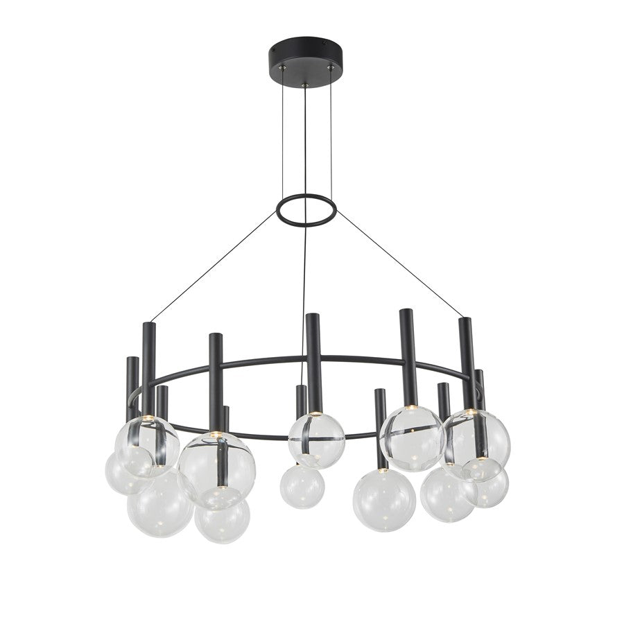 Artcraft Terra 12Lt LED Chandelier, Black/Clear