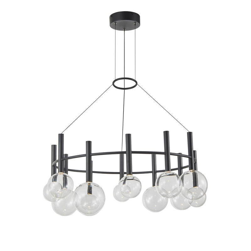 Artcraft Terra 12Lt LED Chandelier, Black/Clear