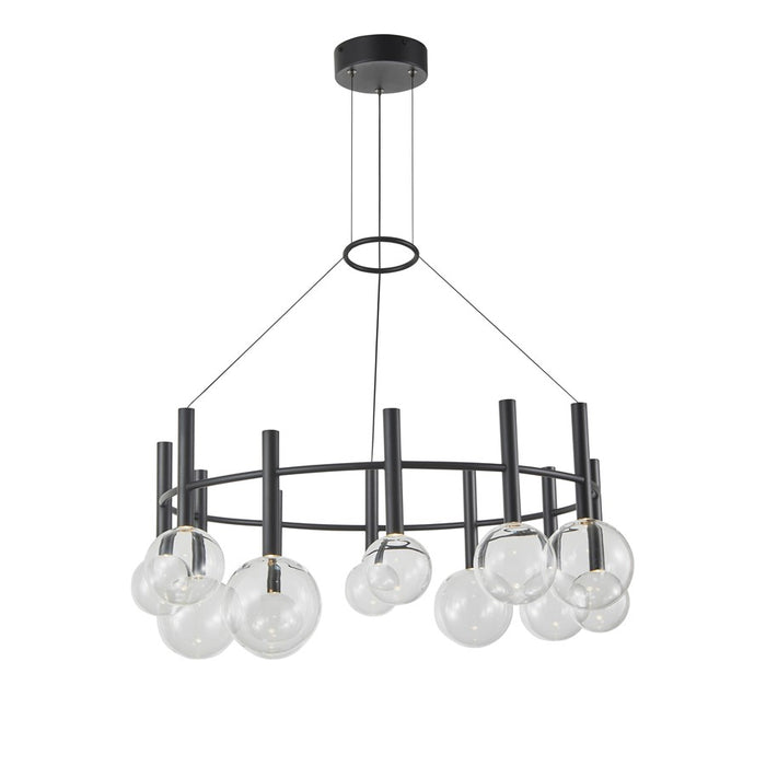 Artcraft Terra 12Lt LED Chandelier, Black/Clear