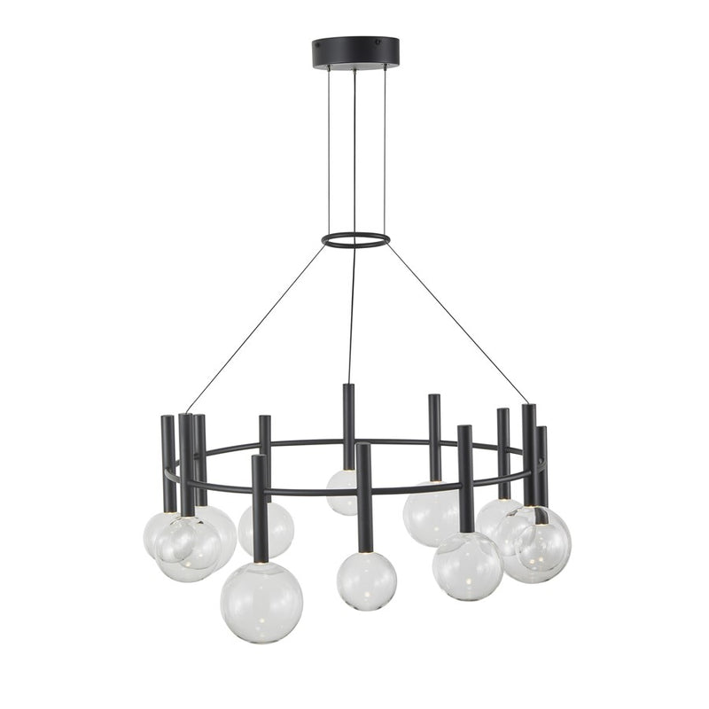 Artcraft Terra 12Lt LED Chandelier, Black/Clear