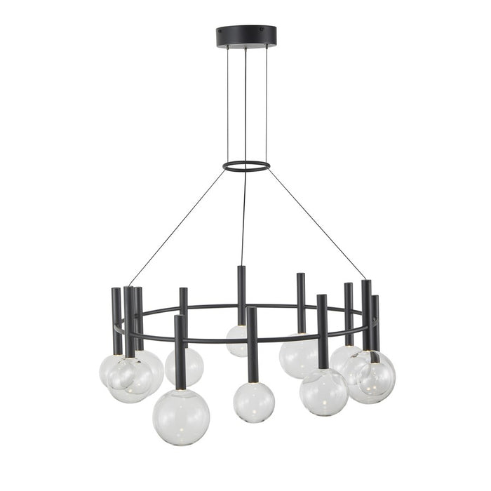Artcraft Terra 12Lt LED Chandelier, Black/Clear