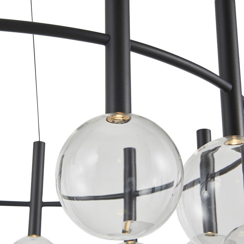 Artcraft Terra 12Lt LED Chandelier, Black/Clear