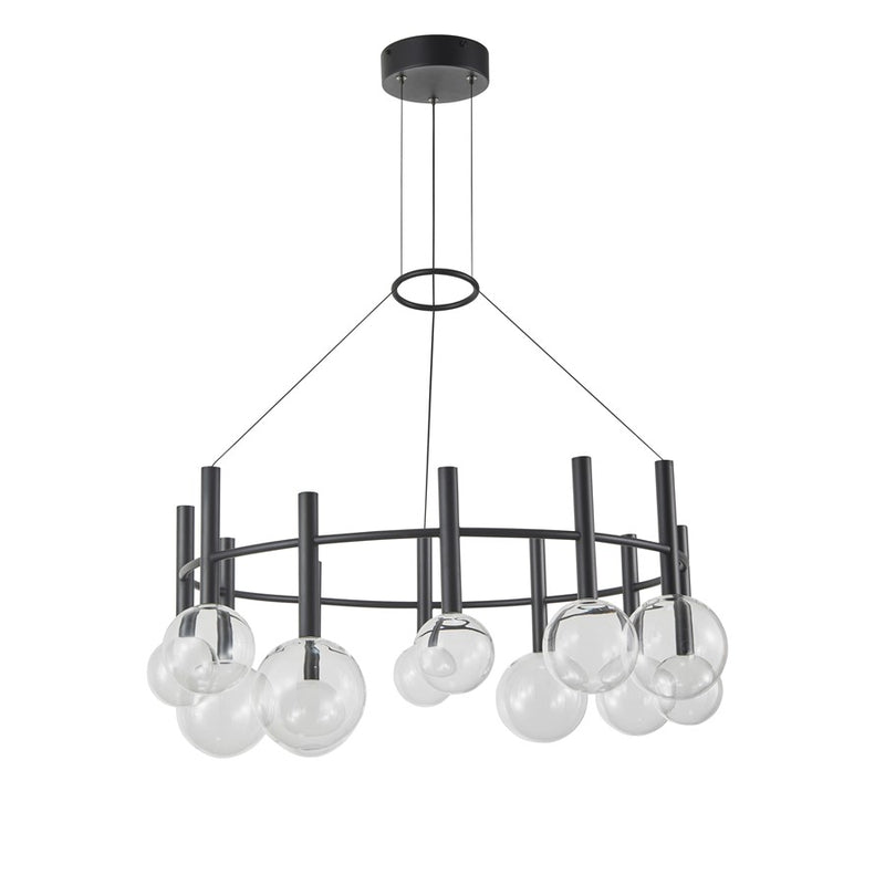 Artcraft Terra 12Lt LED Chandelier, Black/Clear