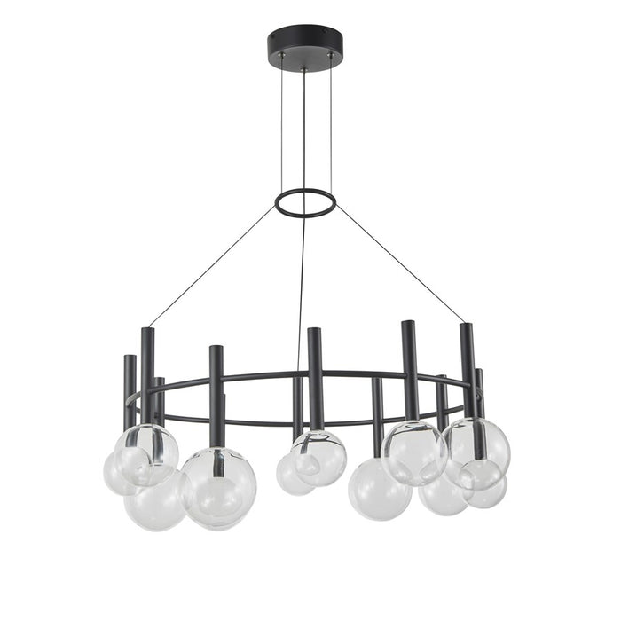Artcraft Terra 12Lt LED Chandelier, Black/Clear