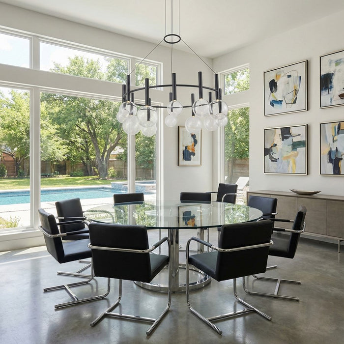 Artcraft Terra 12Lt LED Chandelier, Black/Clear