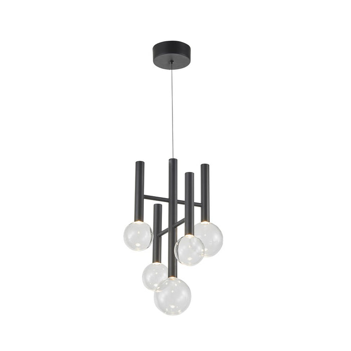 Artcraft Terra 5Lt LED 12" Chandelier, Black/Clear
